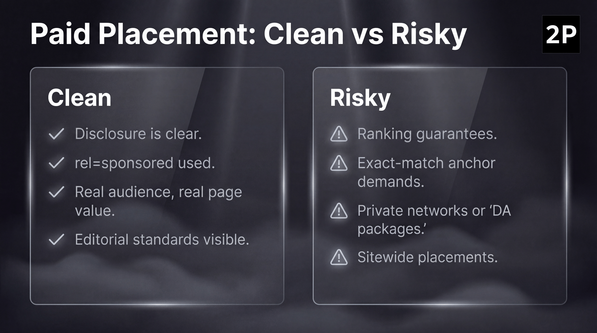 Paid placement clean vs risky checklist for high-quality backlinks