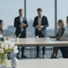 A boardroom meeting with professionals sat at a table