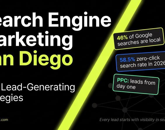 Hero graphic for search engine marketing in San Diego with local search and zero-click stats