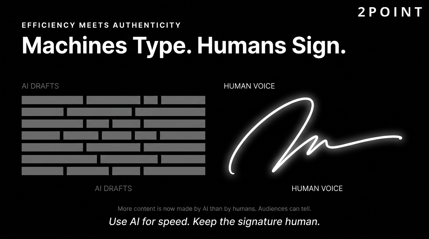 AI content with a human voice: brand authenticity requires human creative direction layered on top of AI efficiency.