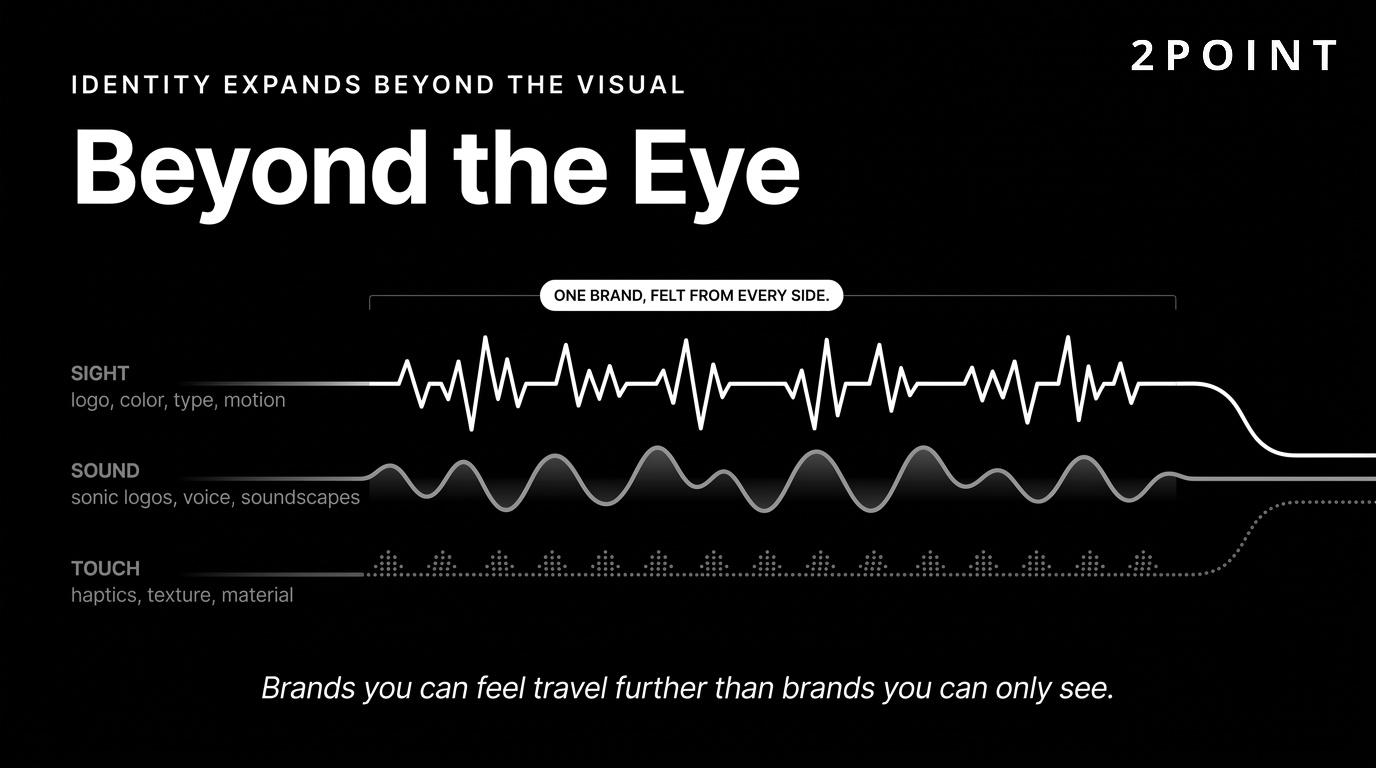 Beyond the eye: a sensory brand system designed across sight, sound, and touch.