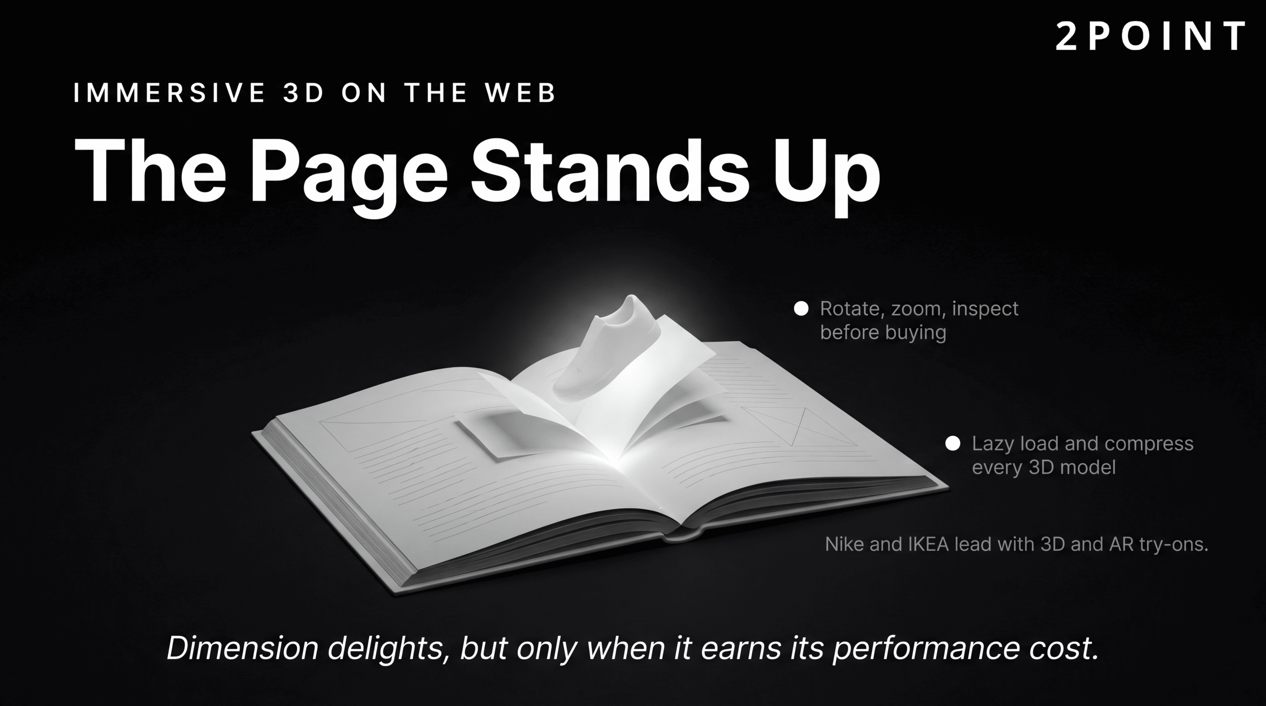 Immersive 3D web design with WebGL: rotate, zoom, and AR try-on directly in the browser.