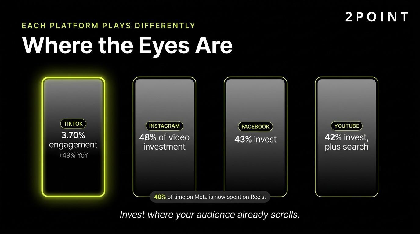Social video platform investment: TikTok, Instagram, Facebook, and YouTube each play different strategic roles in 2026.