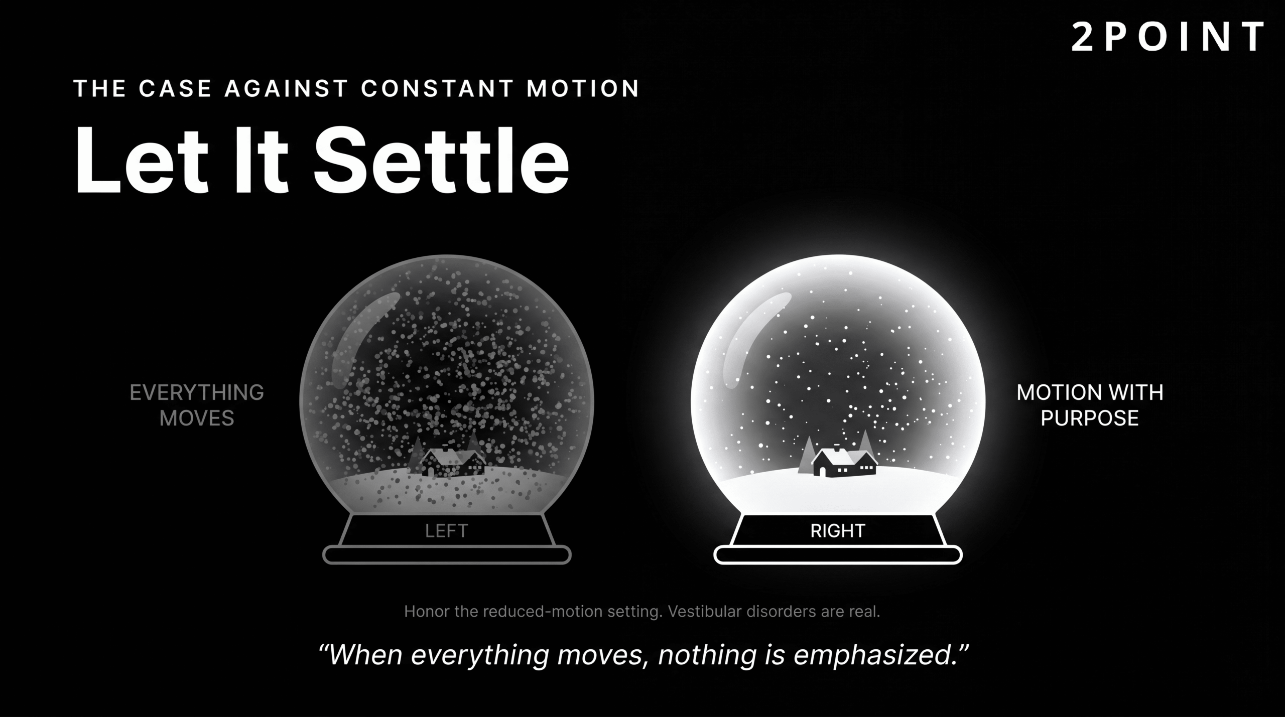 Web motion design with reduced-motion accessibility: respect prefers-reduced-motion and keep animations purposeful.