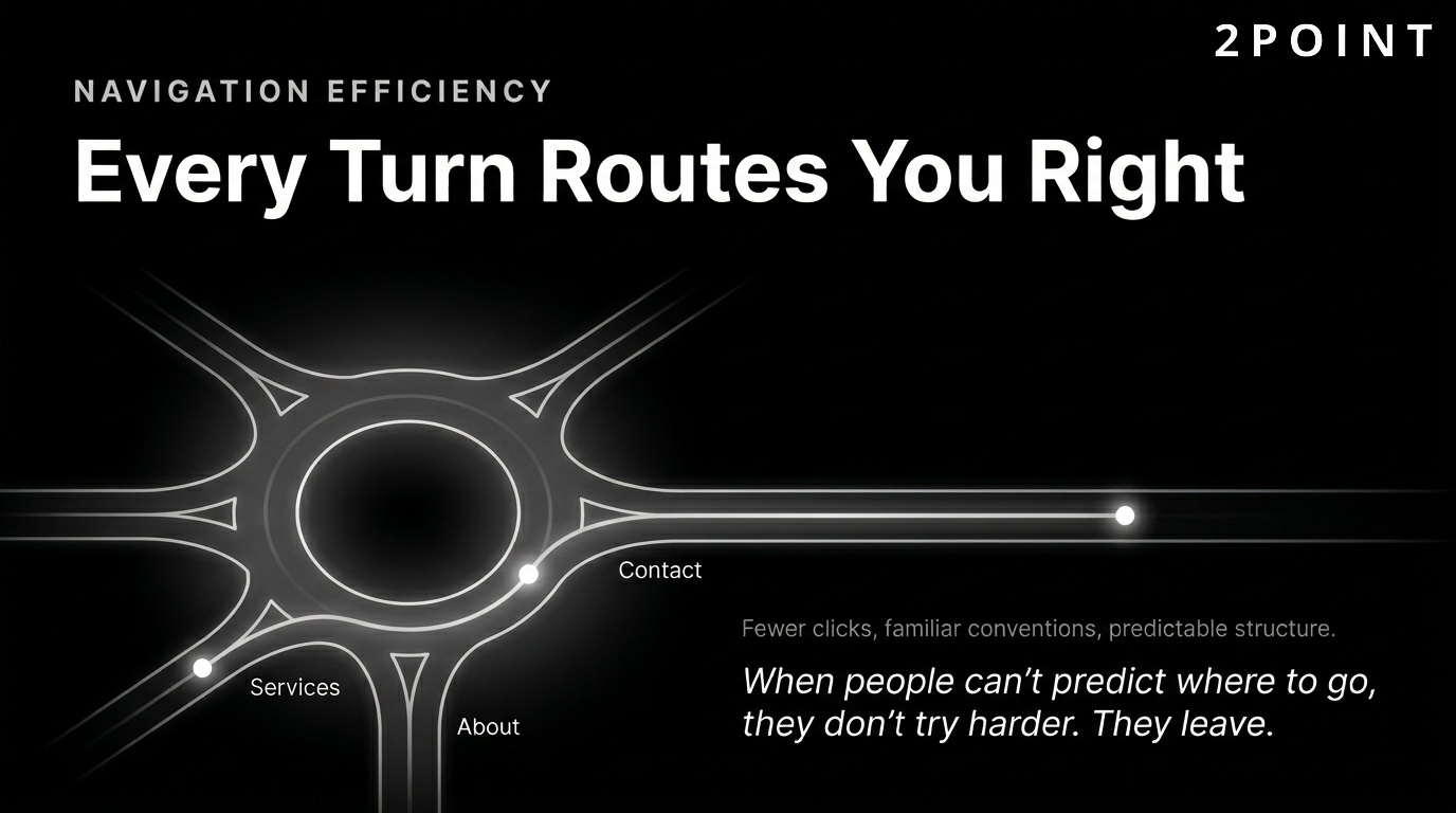 Web navigation efficiency: fewer clicks to task completion and a predictable, convention-following structure.