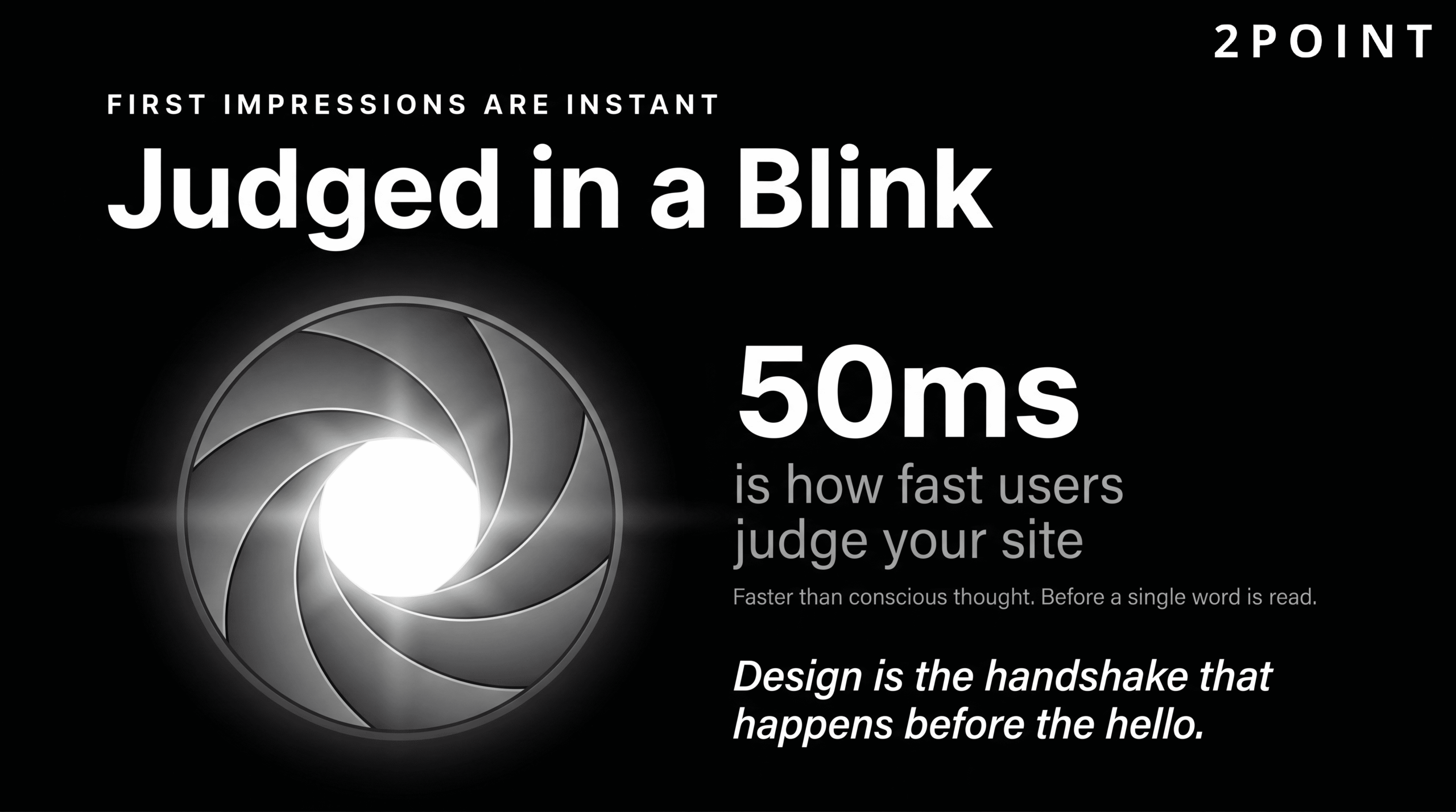 Website first impressions: users form opinions about a site within 50 milliseconds of landing on it.