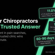 SEO for chiropractors infographic with key stats on patient demand and rankings