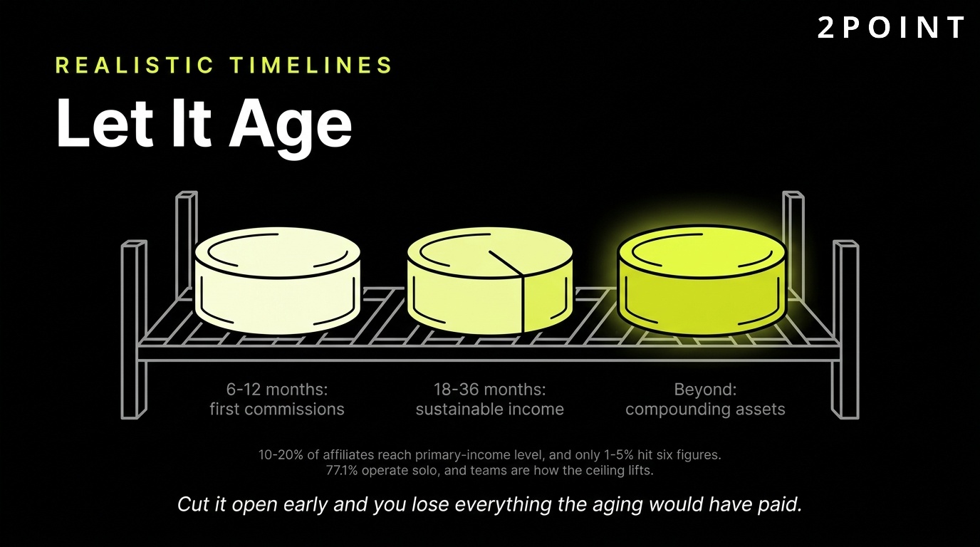 Realistic affiliate marketing timelines: let the program age before judging income.