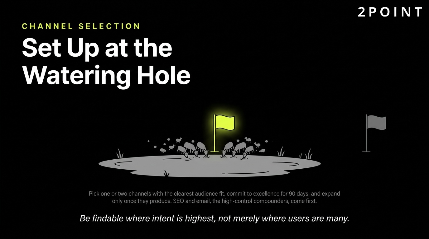 Digital channel selection: set up where the audience already gathers, at the watering hole.