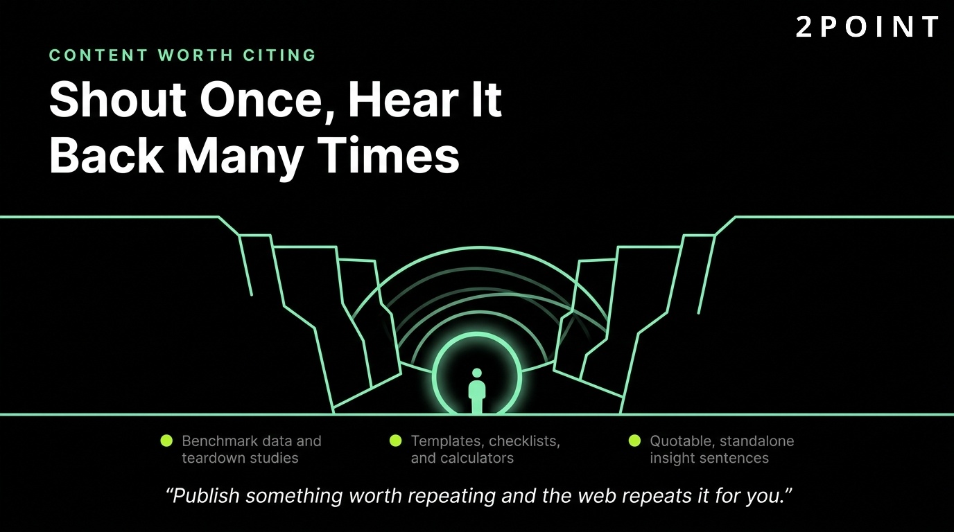 Content worth citing: shout it once, hear it echoed back many times across AI answers and other sites.