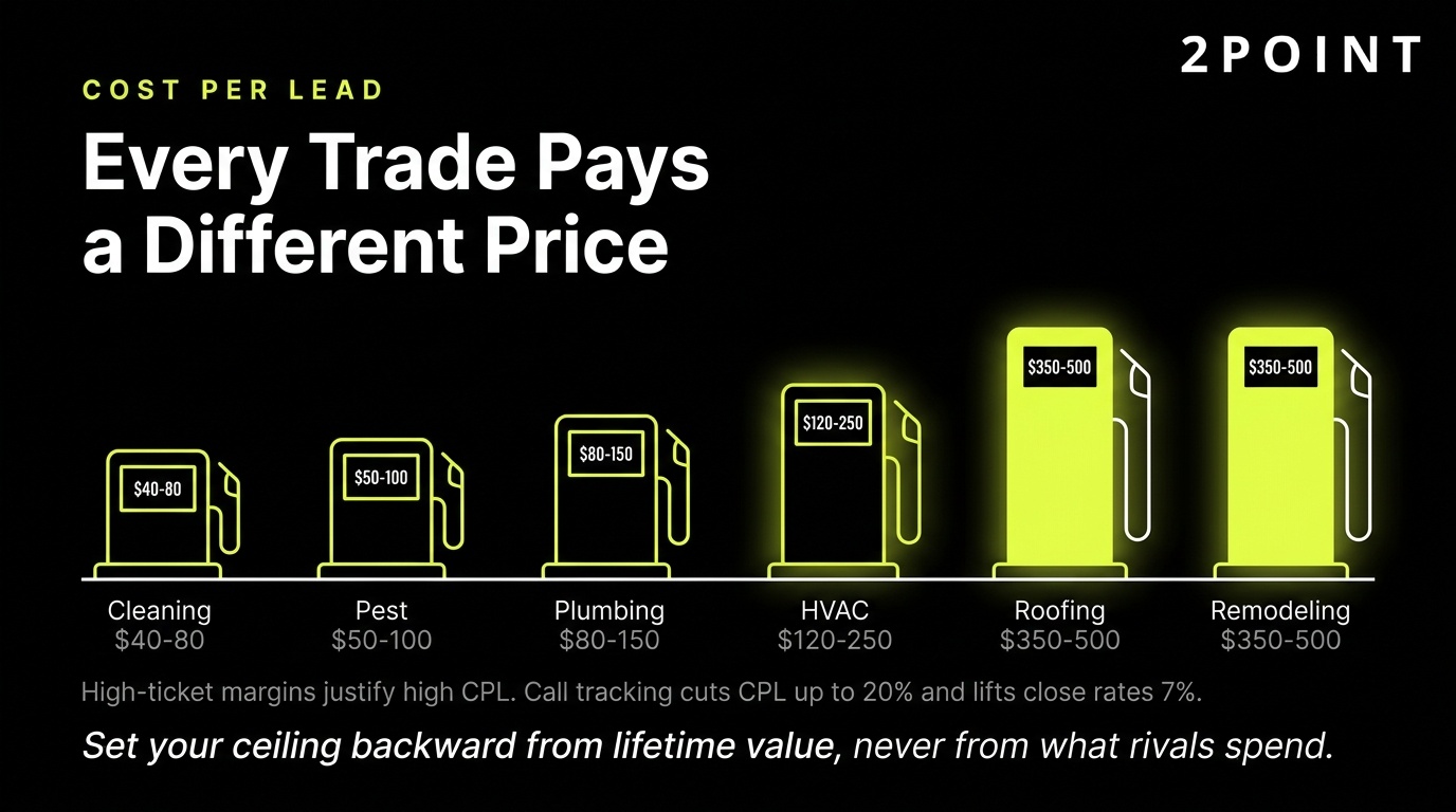 Cost per lead by home service trade: every trade pays a different price for a qualified lead.