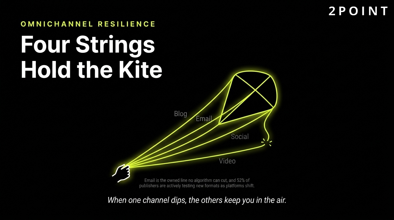 Omnichannel resilience for affiliates: four strings hold the kite up when the wind shifts.