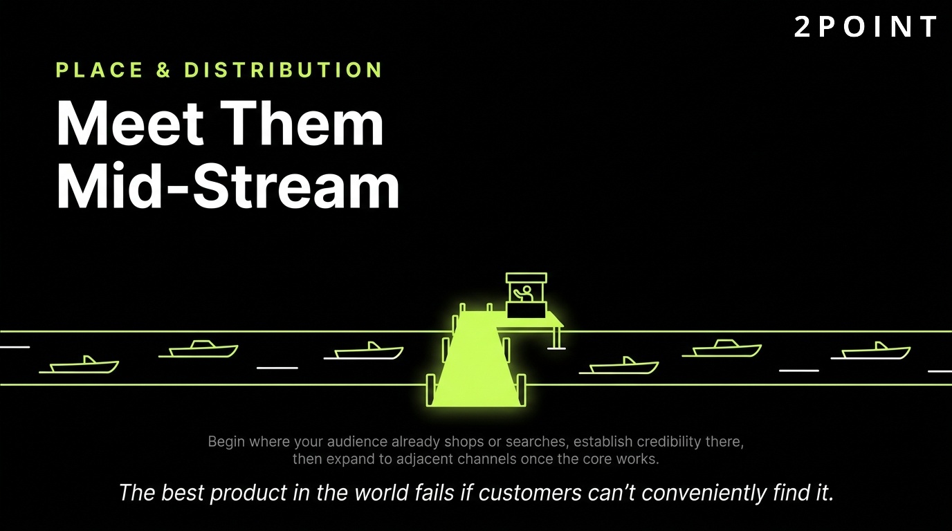 Place and distribution in marketing: meet the customer mid-stream where the buying decision is already happening.