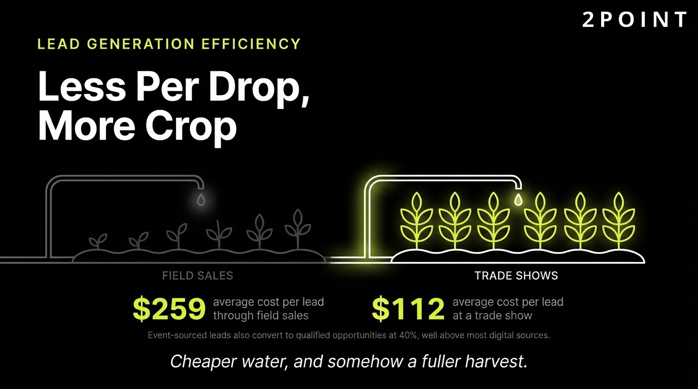 Event lead generation efficiency: less spend per drop, more crop of qualified pipeline.