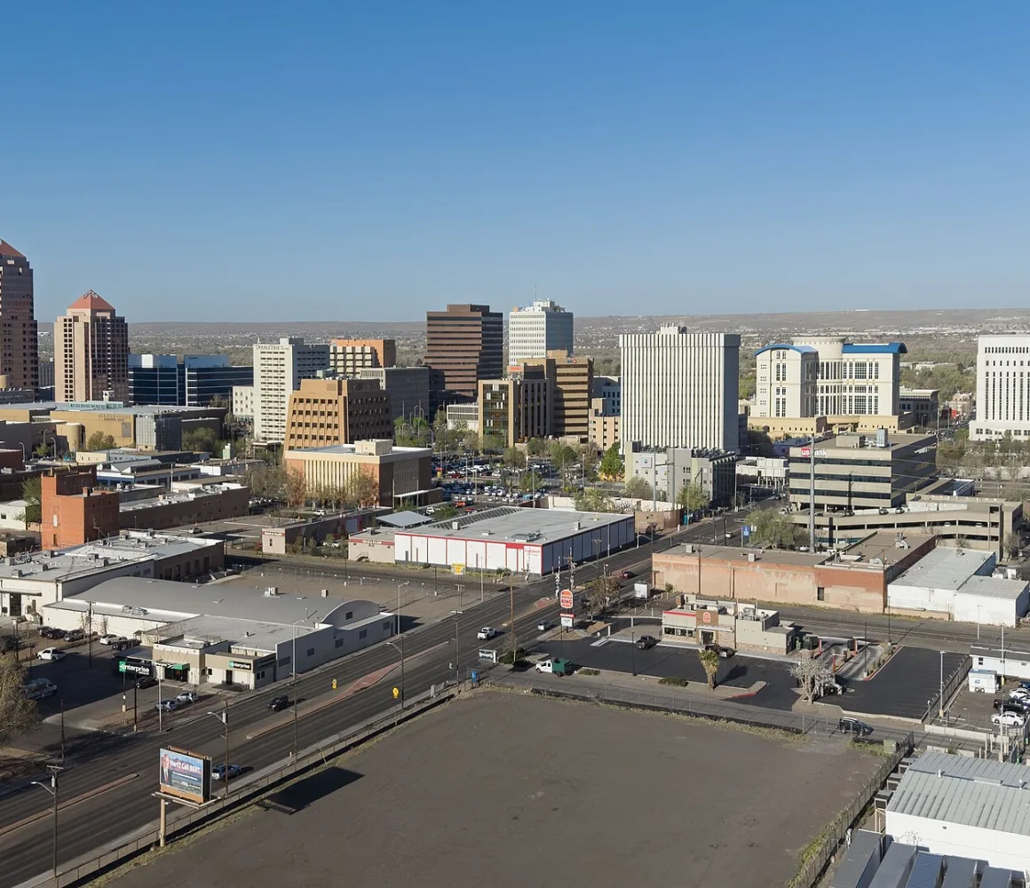 Albuquerque skyline with the Sandia Mountains behind