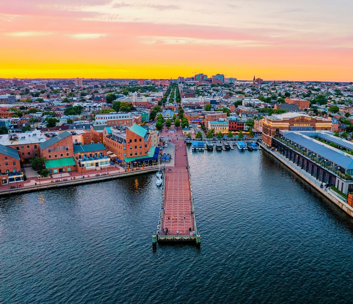 Aerial view of Fell's Point, Baltimore