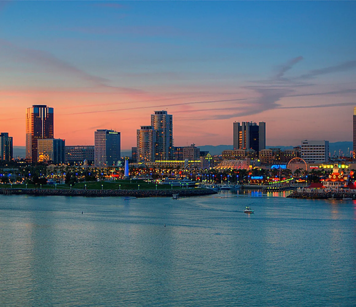Long Beach waterfront and downtown skyline