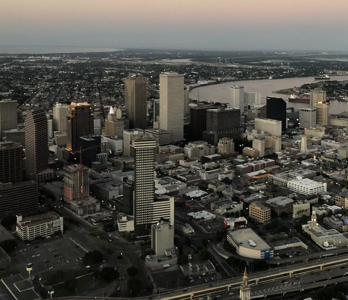 New Orleans Central Business District skyline from the air