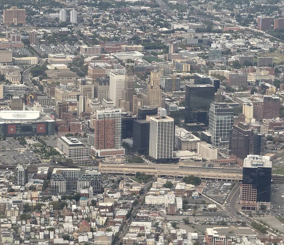Aerial view of downtown Newark
