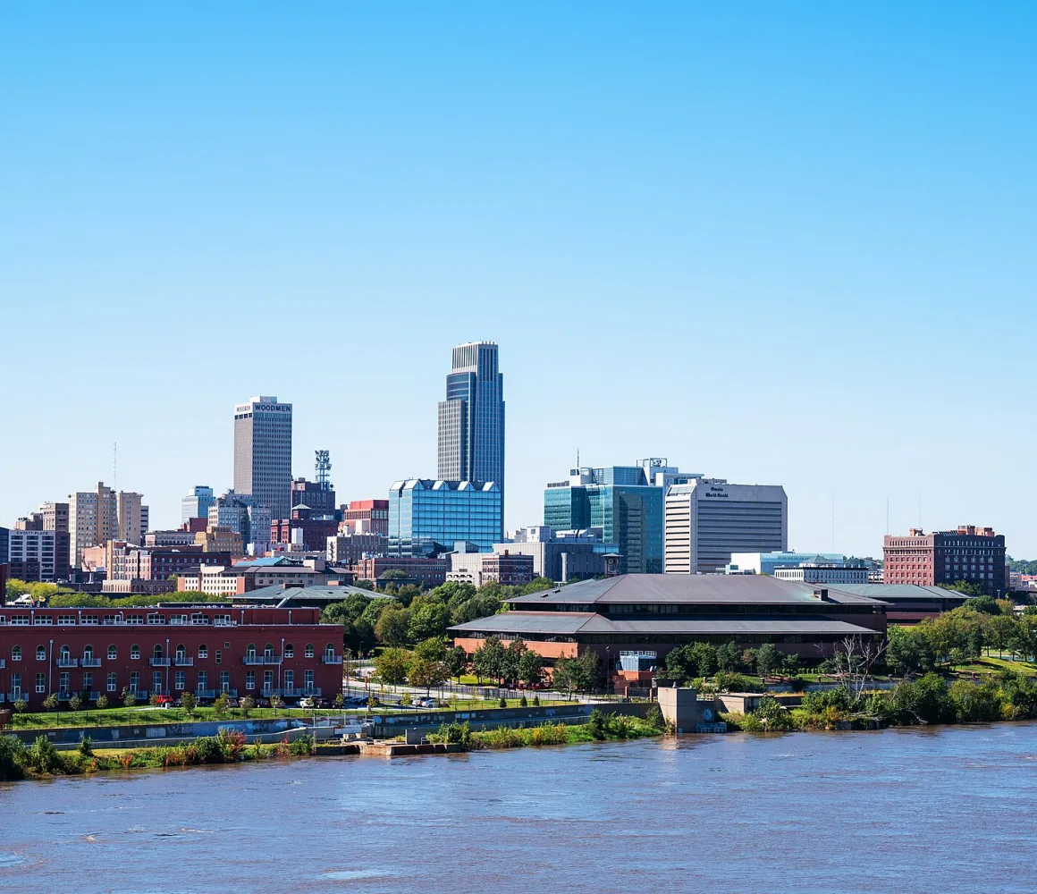 Omaha skyline from the Missouri River