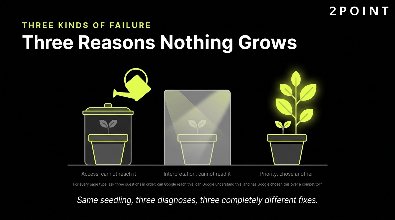 Three kinds of technical SEO failure: three separate reasons nothing grows.