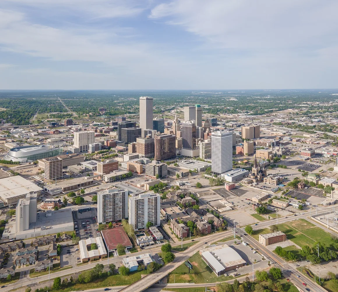 Aerial view of the Tulsa skyline